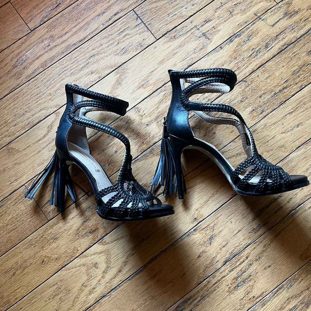 BCBG Paris Black Strappy Heels - Picture 2 of 5